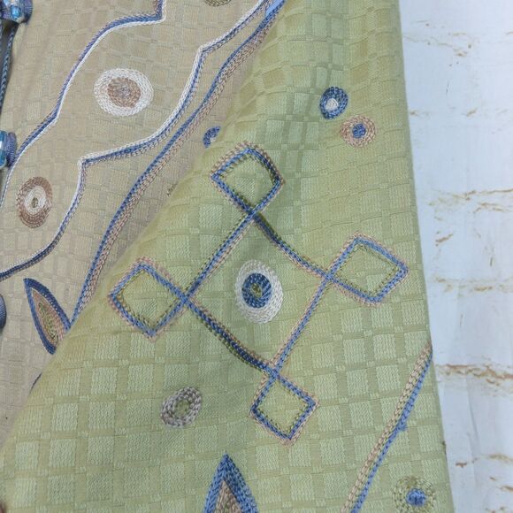 Indigo Moon Jacket Women L Blue Green Patchwork Embroidered Lined VTG Boho Artsy - Picture 9 of 14